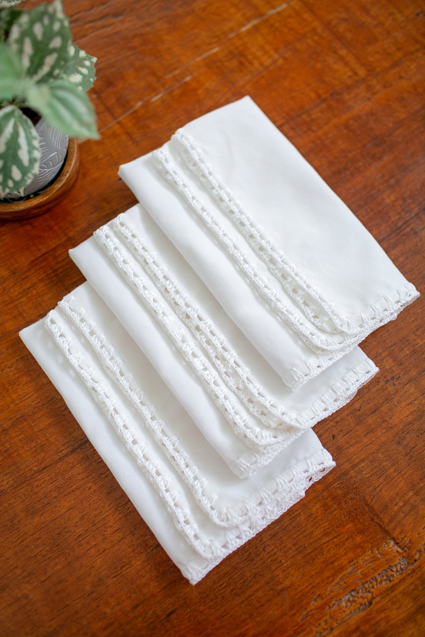 Inabel Table Napkins with Crochet Borders